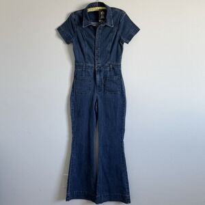 Silver Jeans Co Denim Jumpsuit Flare Leg Coverall Woman L Utility